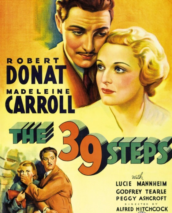 Plakat filmu Alfreda Hitchcocka „39 kroków”